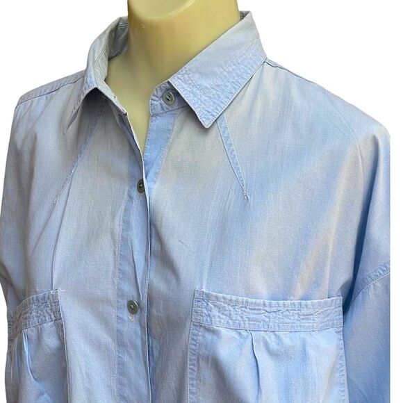 ASC International Clothing Andrew Sports Oversized Topstitch Denim Blouse - Picture 5 of 14